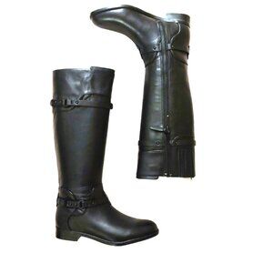 BCBGMAXAZARIA Black Calf Leather Riding Boots Retail $398 Size 6
